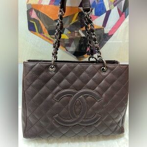 ⭐️CHANEL-10951499 Dark Brown Caviar Leather Grand Shopping Tote